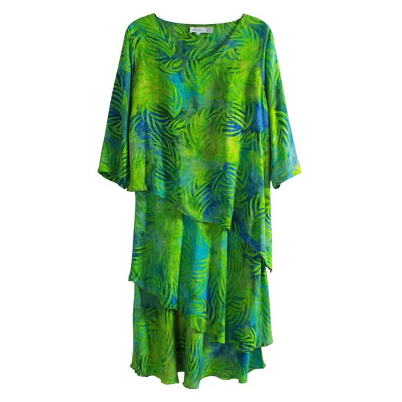 Lotus Traders Palm Print Tiered Dress - Picture 2 of 14